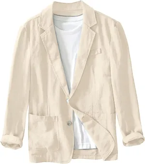 Linen Blazer Men Casual Summer Travel Lightweight Wedding Fashion Coats Big and Tall Fashion Stylish Pockets Trendy Coat
