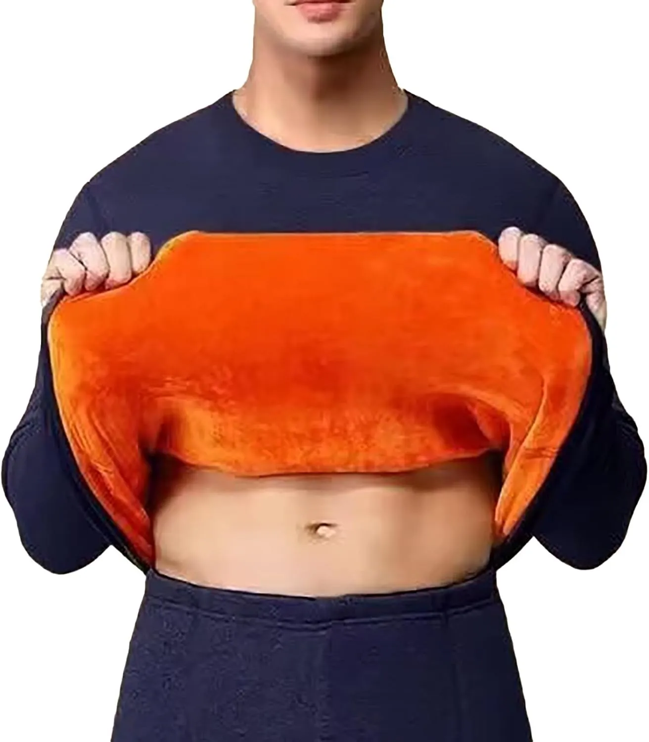 Long Sleeve Sweatshirt for Men Oversized Sherpa Fleece Lined Crewneck Undwear Shirt Winter Thicken Warm Pullover Top