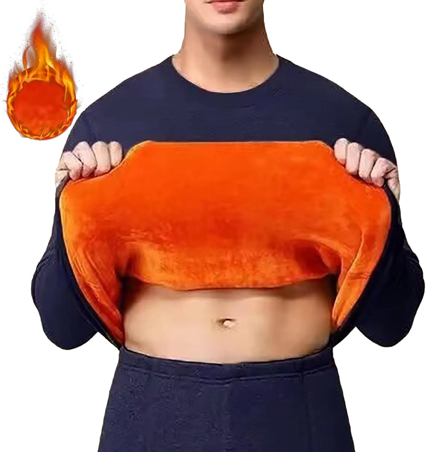 Long Sleeve Sweatshirt for Men Oversized Sherpa Fleece Lined Crewneck Undwear Shirt Winter Thicken Warm Pullover Top
