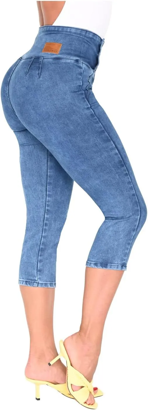 LOWLA Colombian Butt Lifting Capri Jeans for Women Pantalones Colombianos Levanta Cola