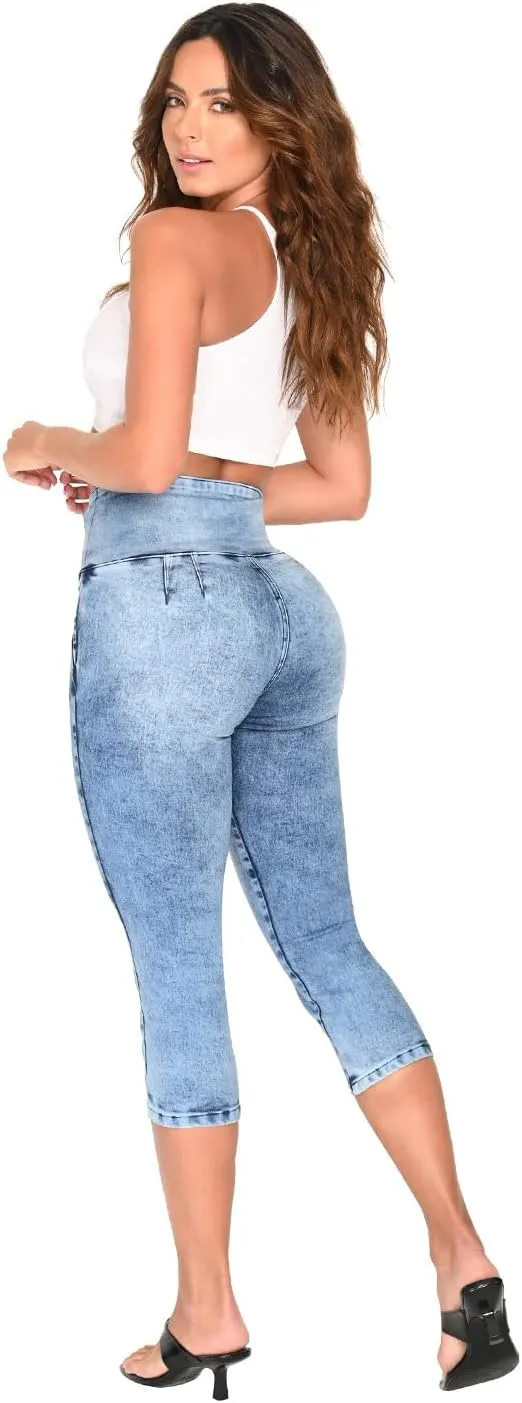 LOWLA Colombian Butt Lifting Capri Jeans for Women Pantalones Colombianos Levanta Cola
