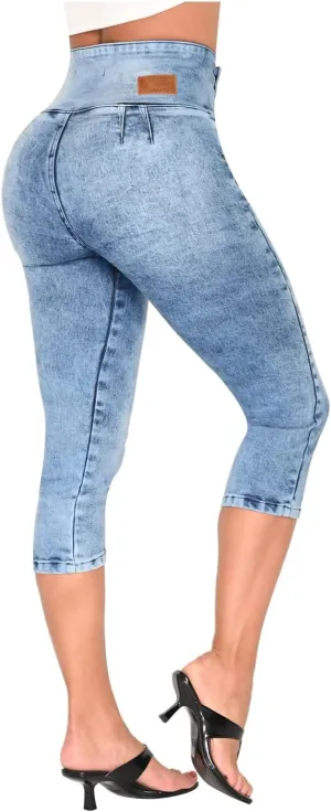 LOWLA Colombian Butt Lifting Capri Jeans for Women Pantalones Colombianos Levanta Cola