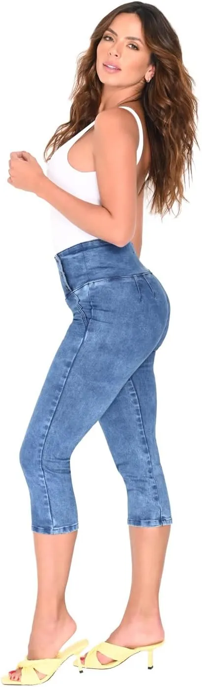LOWLA Colombian Butt Lifting Capri Jeans for Women Pantalones Colombianos Levanta Cola
