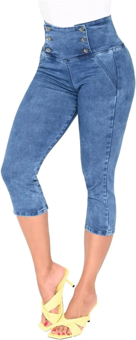LOWLA Colombian Butt Lifting Capri Jeans for Women Pantalones Colombianos Levanta Cola