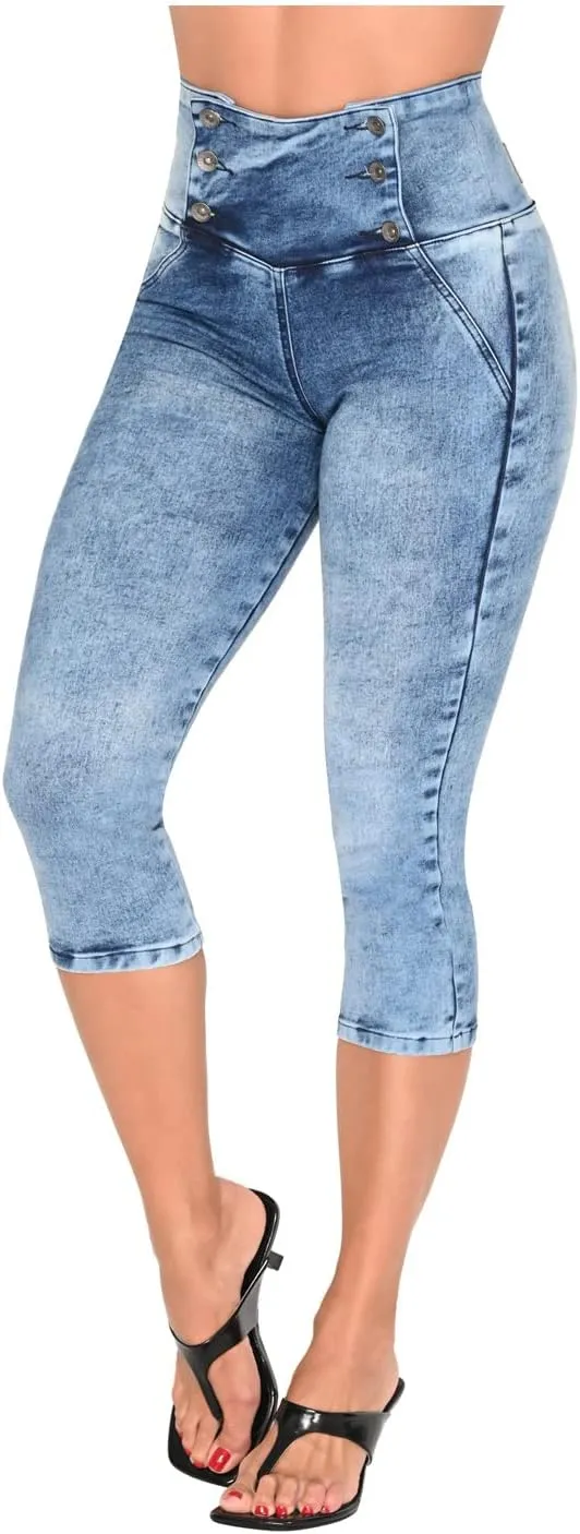 LOWLA Colombian Butt Lifting Capri Jeans for Women Pantalones Colombianos Levanta Cola