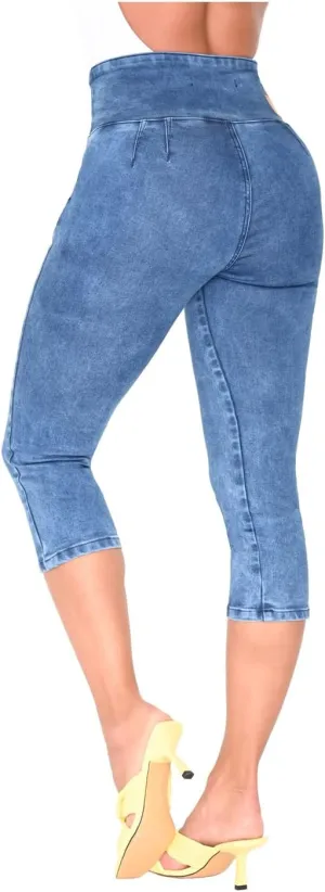 LOWLA Colombian Butt Lifting Capri Jeans for Women Pantalones Colombianos Levanta Cola