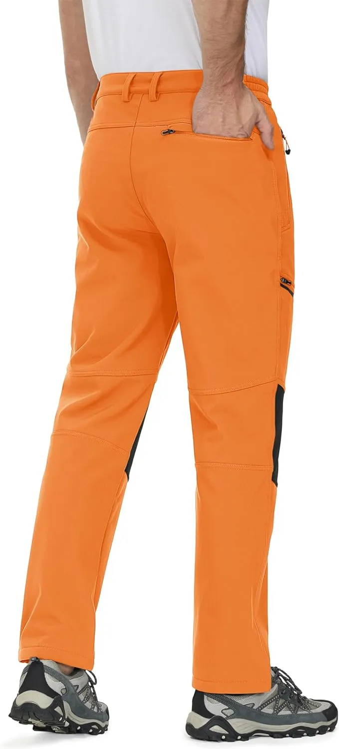 MAGCOMSEN Men's Winter Pants Fleece Lined Ski Snow Pants Water Resistant 4 Zip Pockets Outdoor Pants