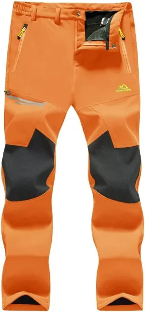 MAGCOMSEN Men's Winter Pants Fleece Lined Ski Snow Pants Water Resistant 4 Zip Pockets Outdoor Pants