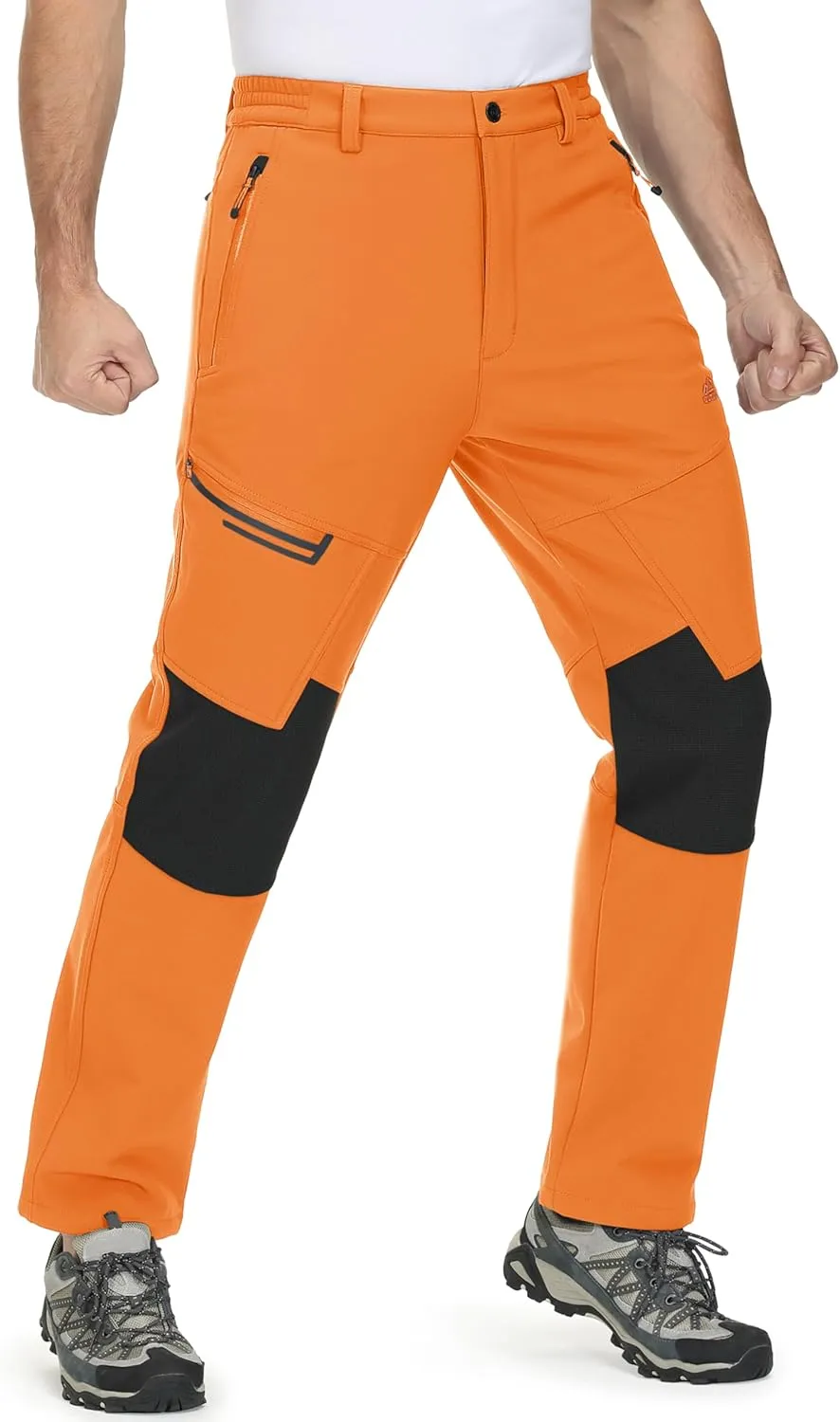 MAGCOMSEN Men's Winter Pants Fleece Lined Ski Snow Pants Water Resistant 4 Zip Pockets Outdoor Pants