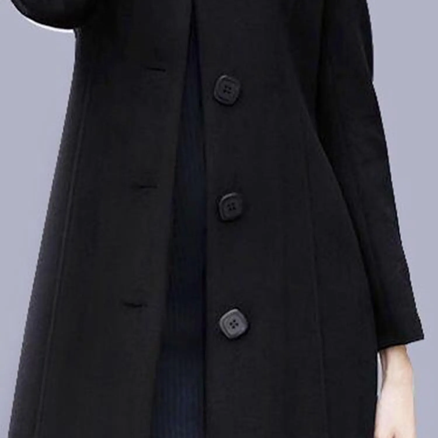 Maiyifu-GJ Women's Elegant Single Breasted Long Wool Blend Overcoat Fall Winter Lapel Trench Coat Jackets Casual Coats