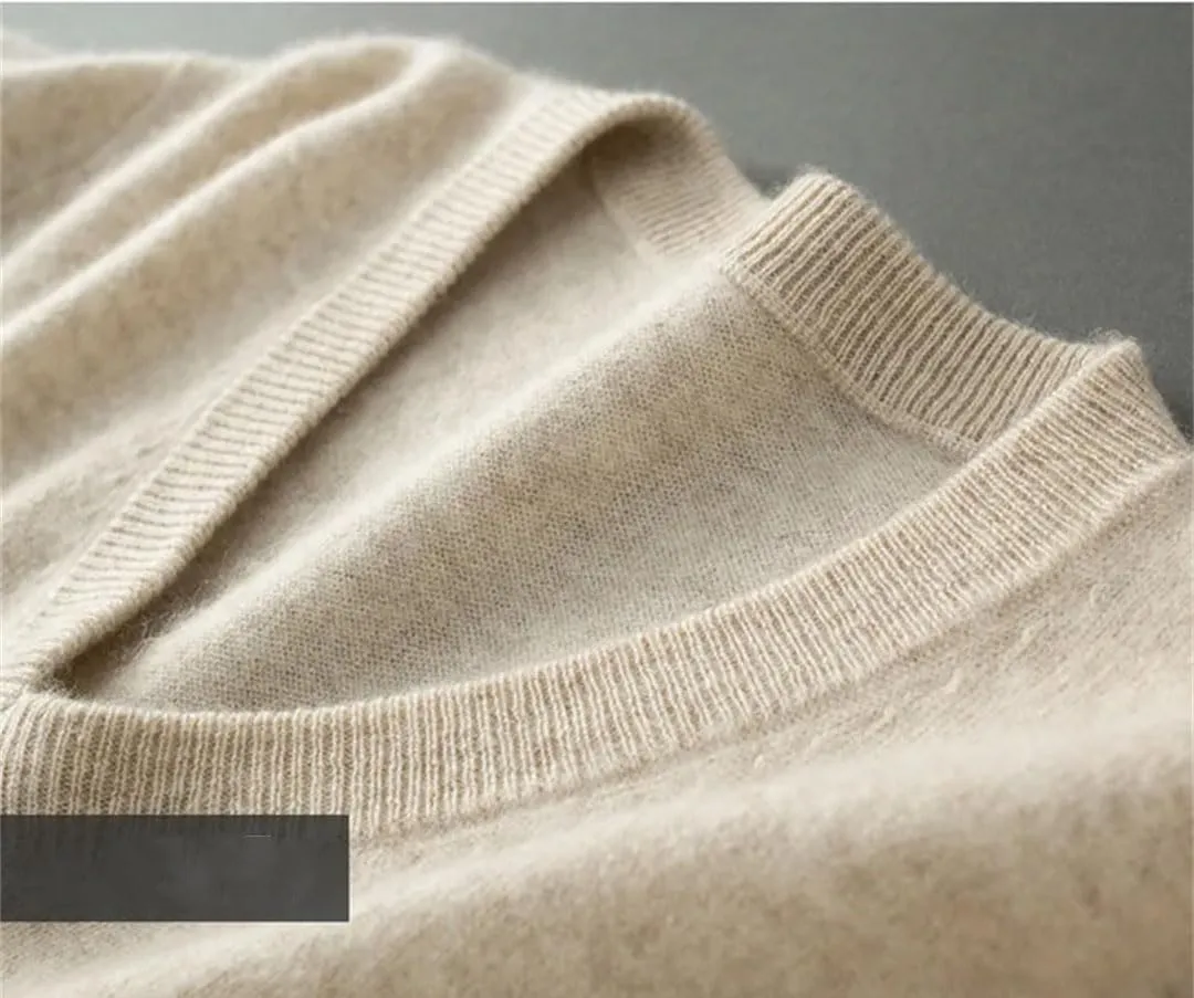 Men Business Casual Warm Cashmere Sweater Autumn Winter Classic V-Neck Knitted Pullovers