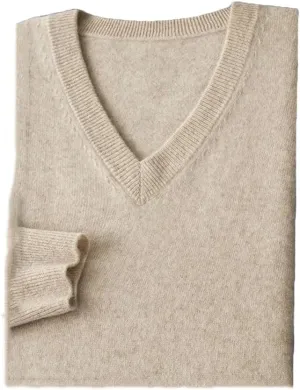 Men Business Casual Warm Cashmere Sweater Autumn Winter Classic V-Neck Knitted Pullovers
