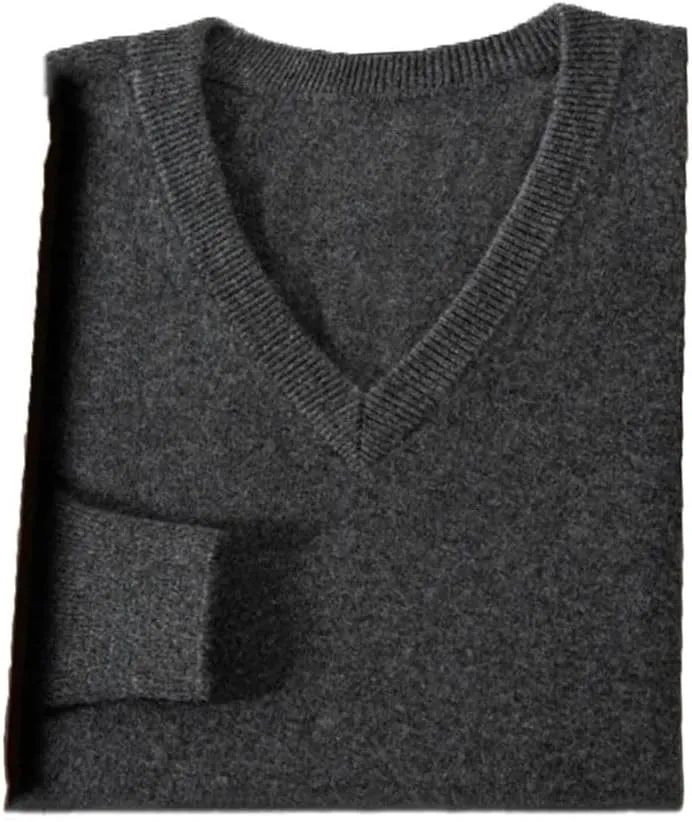 Men Business Casual Warm Cashmere Sweater Autumn Winter Classic V-Neck Knitted Pullovers