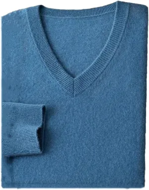 Men Business Casual Warm Cashmere Sweater Autumn Winter Classic V-Neck Knitted Pullovers