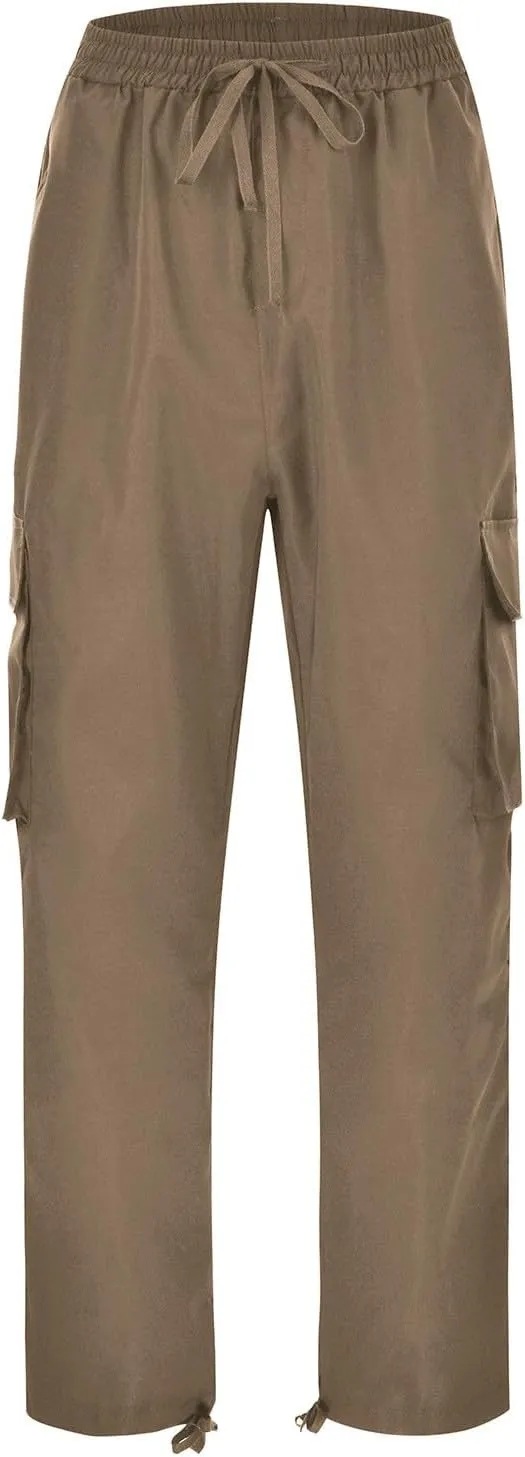 Men Cargo Pants Casual Relaxed Fit Work Pants Baggy Drawstring Elastic Waist Pants Straight Legs Fall Trousers