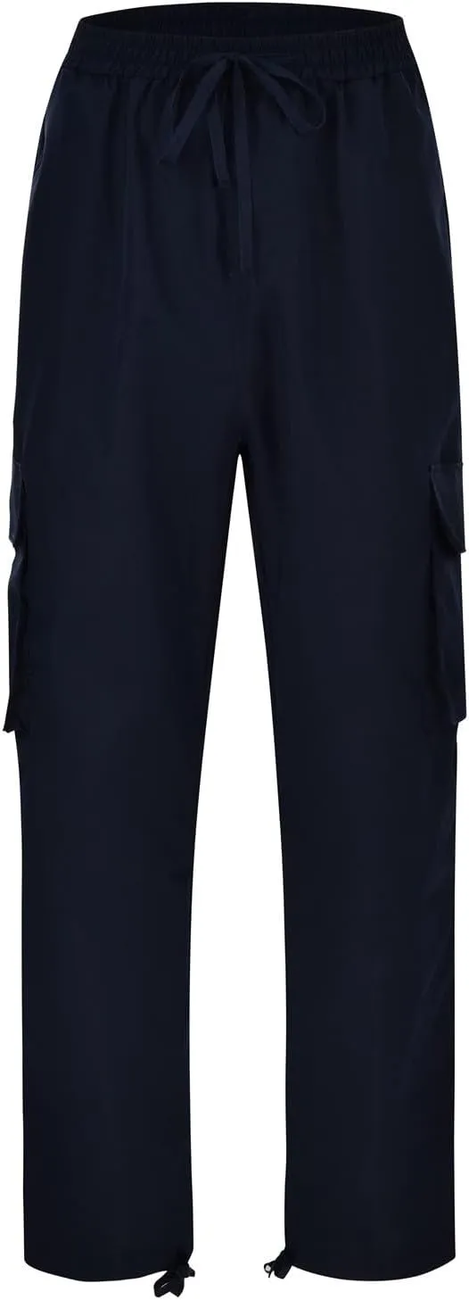 Men Cargo Pants Casual Relaxed Fit Work Pants Baggy Drawstring Elastic Waist Pants Straight Legs Fall Trousers
