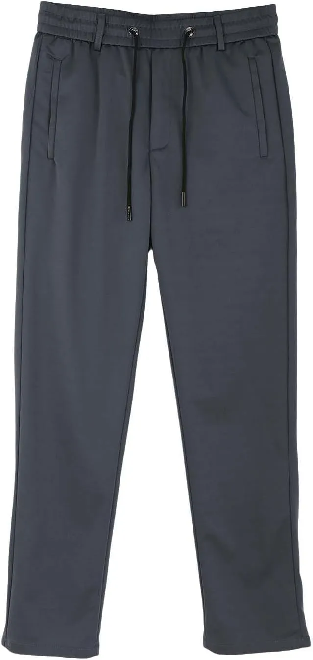 Men Dress Pants Plus Size Casual Business Trousers Straight Leg Fall Pants Solid Drawstring Elastic Waist Slacks