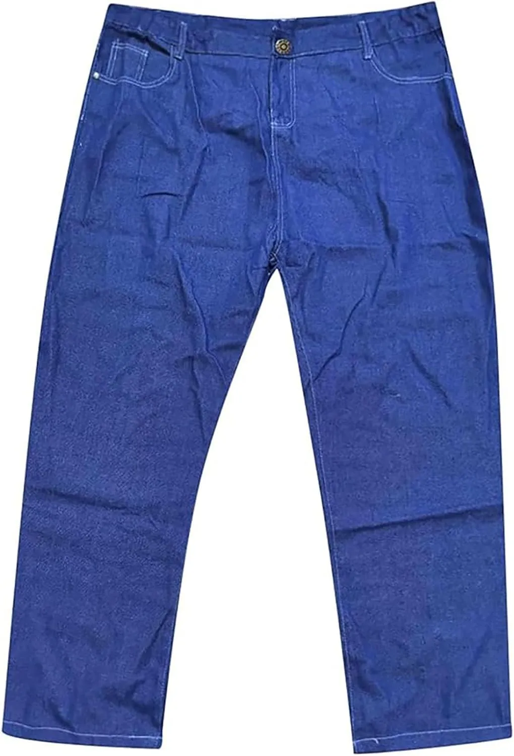 Men Plus Size Jeans Classic Basic Plain Relaxed Fit Denim Pants Open Bottom Summer Casual Straight Leg Baggy Trousers