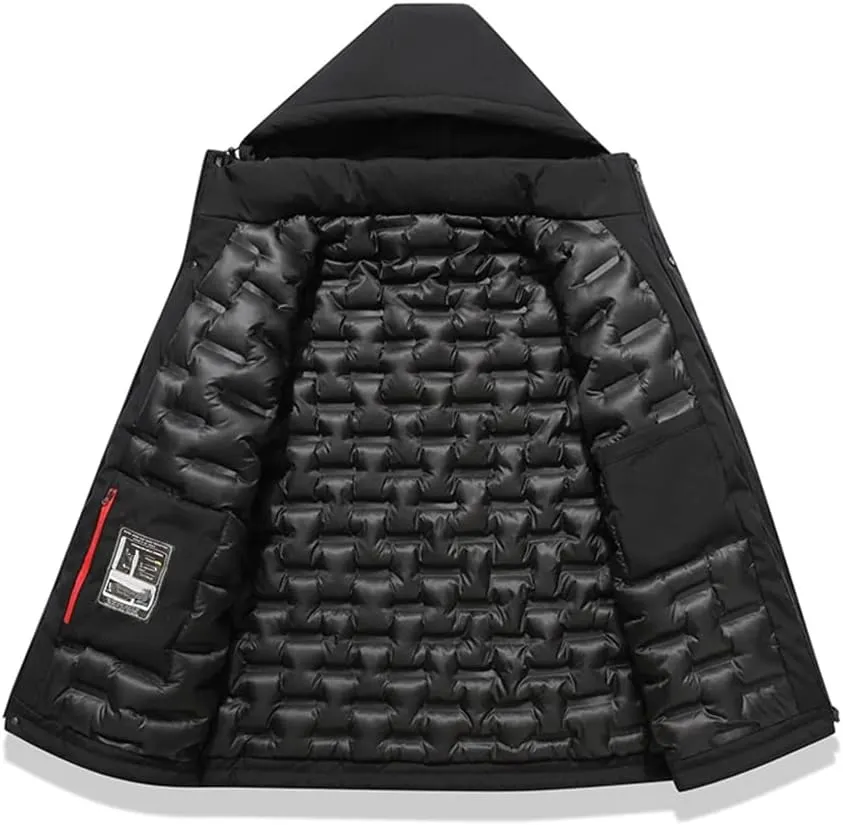 Men Warm Winter Casual Hooded Parka Jacket Winter Thicken Down Quilted Coat Windbreaker