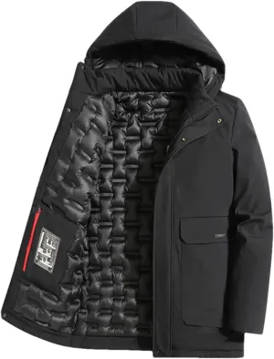 Men Warm Winter Casual Hooded Parka Jacket Winter Thicken Down Quilted Coat Windbreaker