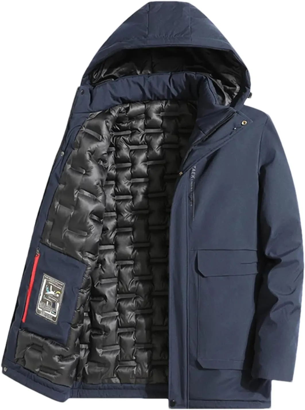 Men Warm Winter Casual Hooded Parka Jacket Winter Thicken Down Quilted Coat Windbreaker