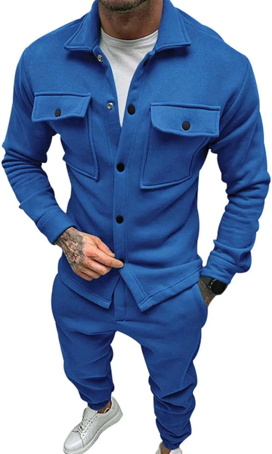 Mens 2 Piece Jogger Set Leisure Splicing Zipper Sweater Pants Sports Suit Casual Jogging Athletic Suits Black Hoodie