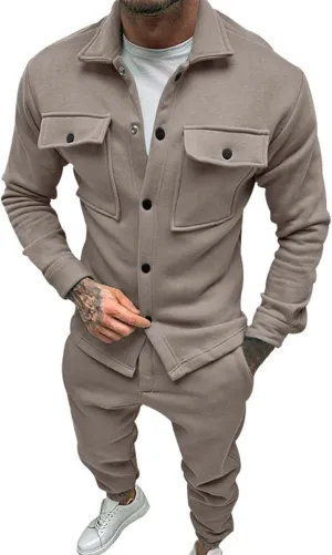 Mens 2 Piece Outfits Fall Winter Solid Color Zipper Sweater Pants Sports Sets Set Mens 2 Piece Big and Tall Hoodies