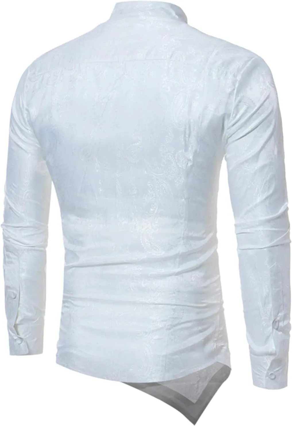 Men's 3D Floral Dress Shirt Fashion Irregular Hem Hippie Jacquard Wedding Shirts Long Sleeve Button Party Prom Tops