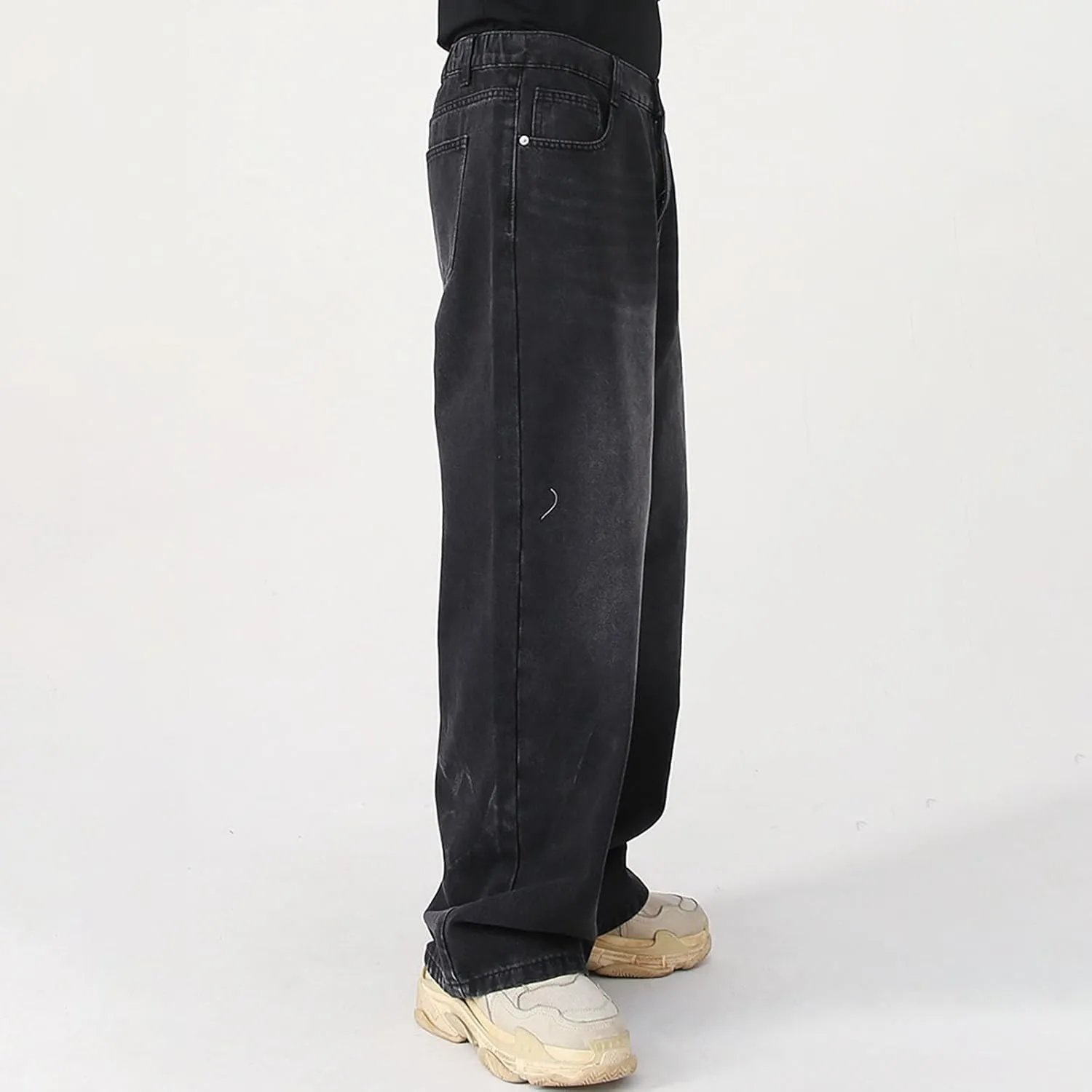 Mens Bootcut Jeans Plus Size Y2k Hip Hop Straight Leg Jean Baggy Streetwear Denim Pants Casual Vintage Loose Trousers