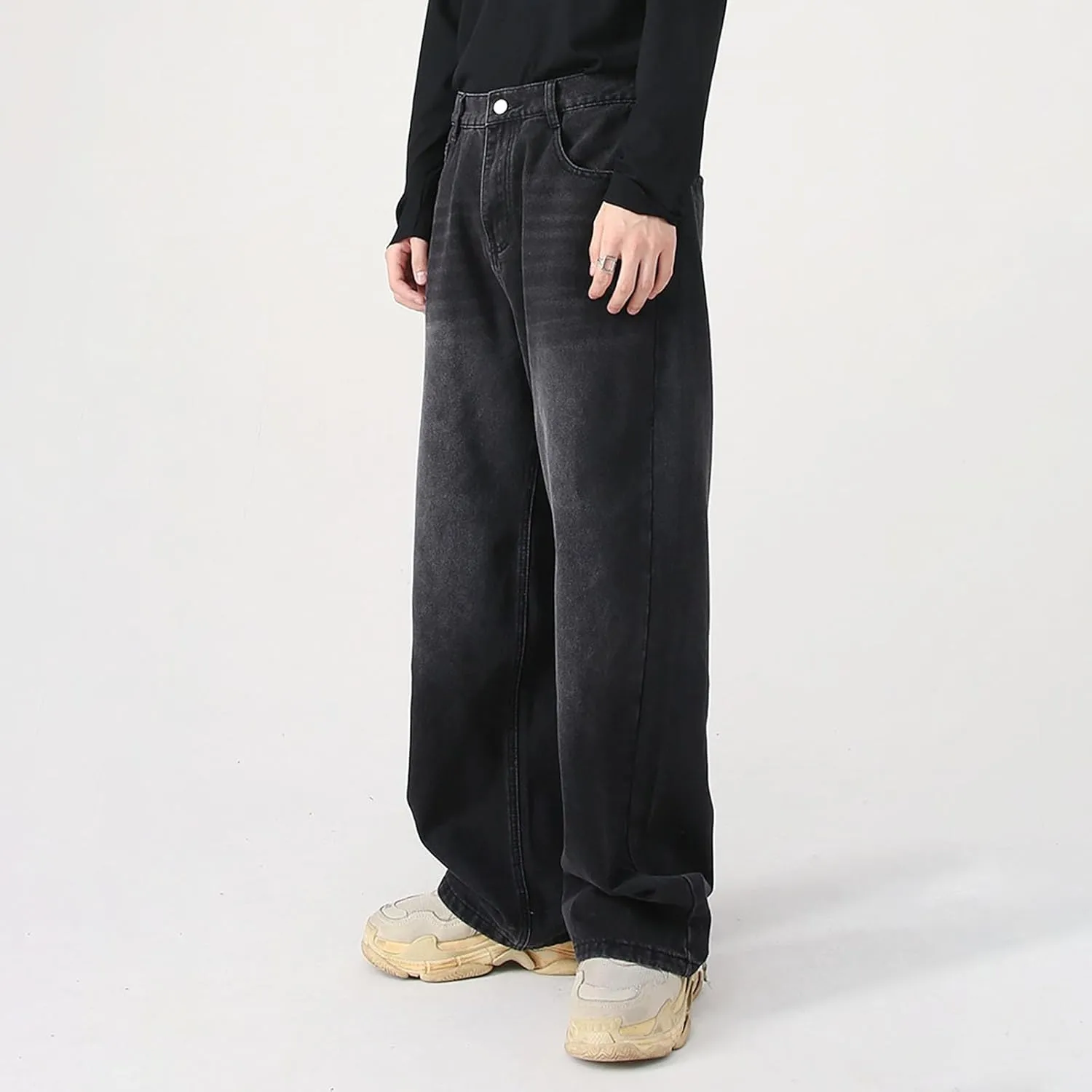 Mens Bootcut Jeans Plus Size Y2k Hip Hop Straight Leg Jean Baggy Streetwear Denim Pants Casual Vintage Loose Trousers