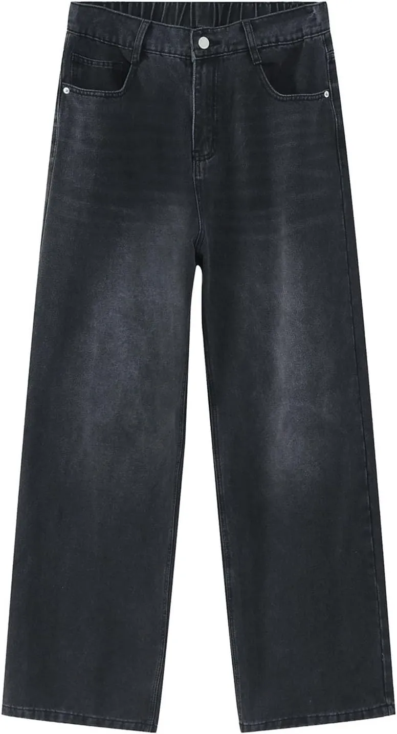 Mens Bootcut Jeans Plus Size Y2k Hip Hop Straight Leg Jean Baggy Streetwear Denim Pants Casual Vintage Loose Trousers