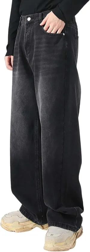Mens Bootcut Jeans Plus Size Y2k Hip Hop Straight Leg Jean Baggy Streetwear Denim Pants Casual Vintage Loose Trousers