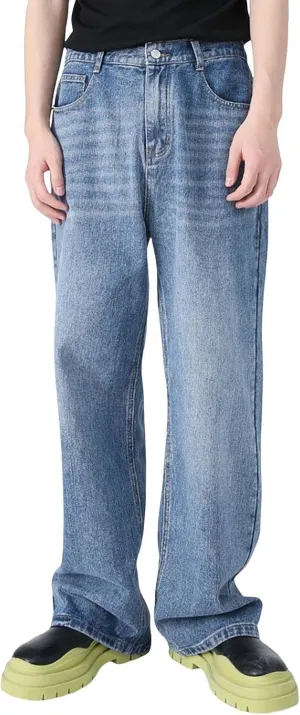 Mens Bootcut Jeans Plus Size Y2k Hip Hop Straight Leg Jean Baggy Streetwear Denim Pants Casual Vintage Loose Trousers