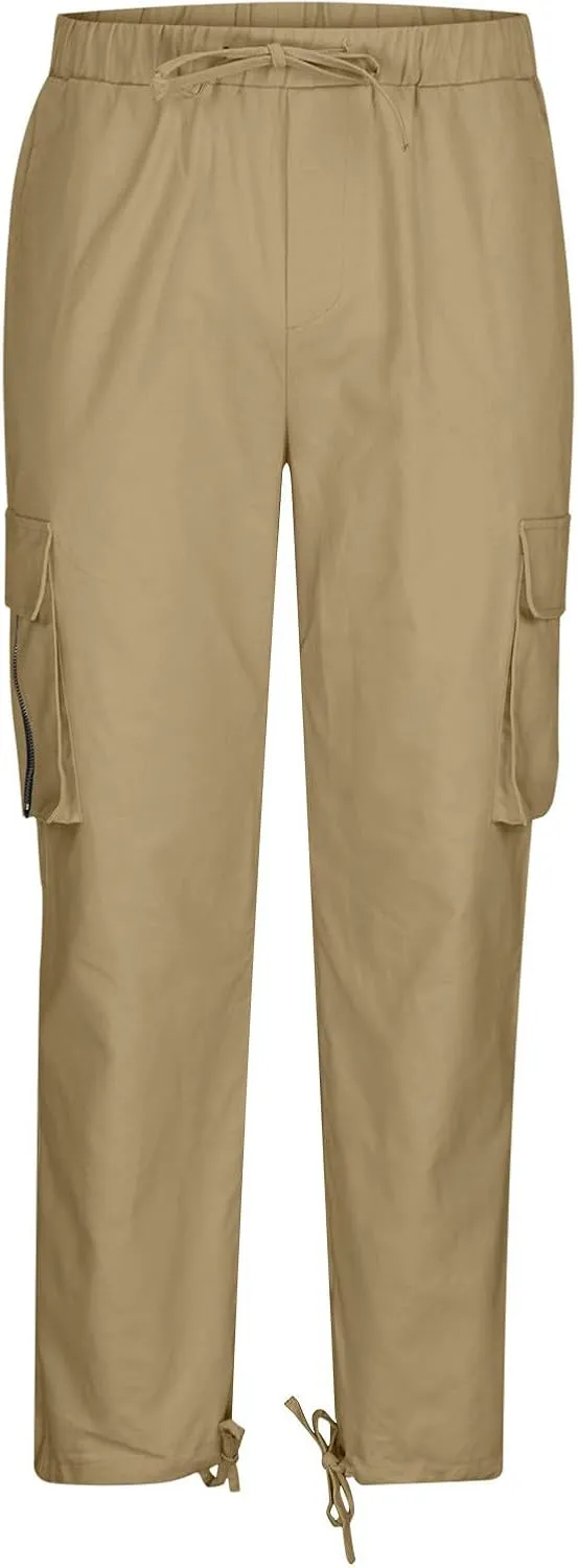 Mens Cargo Jogger Pants Stretch Sweatpants Slim Fit Tactical Drawstring Pants Casual Trousers with Pockets
