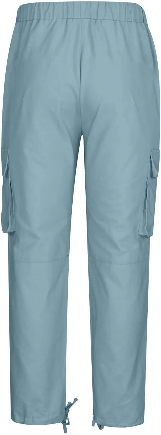 Mens Cargo Jogger Pants Stretch Sweatpants Slim Fit Tactical Drawstring Pants Casual Trousers with Pockets