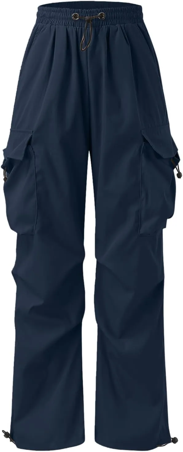 Men's Cargo Pants Casual Cotton Stretchy Drawstring Elastic Waist Pant Track Pants with Multiple Pockets