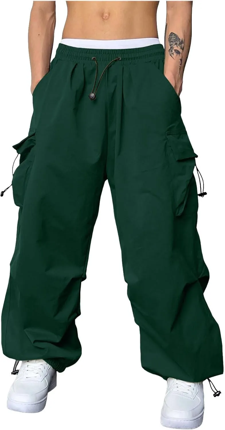 Men's Cargo Pants Casual Cotton Stretchy Drawstring Elastic Waist Pant Track Pants with Multiple Pockets