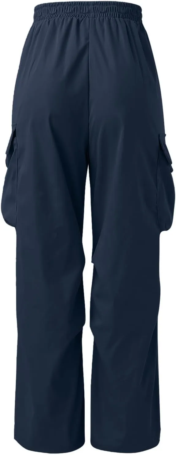 Men's Cargo Pants Casual Cotton Stretchy Drawstring Elastic Waist Pant Track Pants with Multiple Pockets