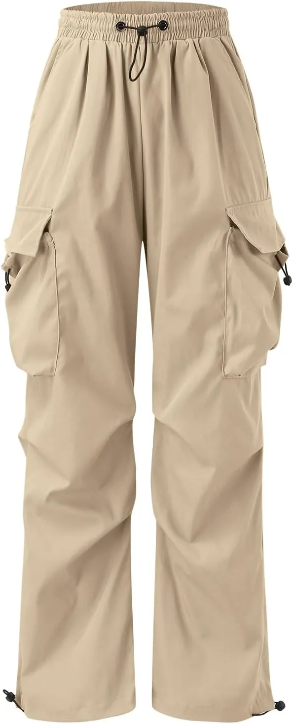 Men's Cargo Pants Casual Cotton Stretchy Drawstring Elastic Waist Pant Track Pants with Multiple Pockets