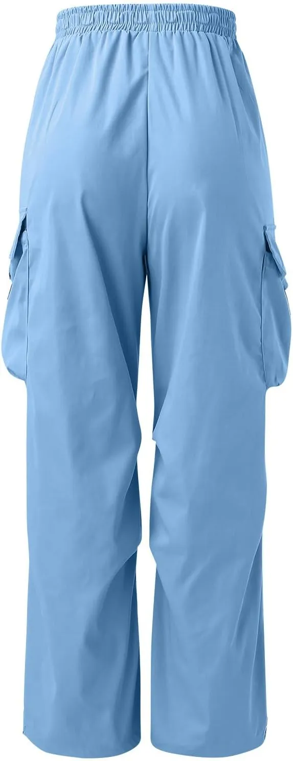 Men's Cargo Pants Casual Cotton Stretchy Drawstring Elastic Waist Pant Track Pants with Multiple Pockets