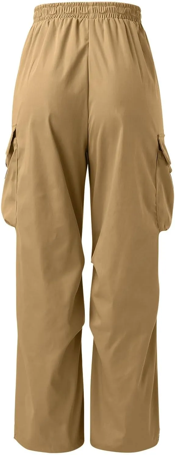 Men's Cargo Pants Casual Cotton Stretchy Drawstring Elastic Waist Pant Track Pants with Multiple Pockets