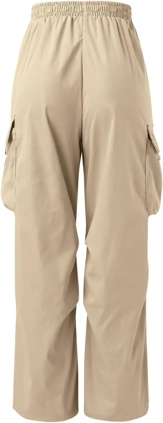Men's Cargo Pants Casual Cotton Stretchy Drawstring Elastic Waist Pant Track Pants with Multiple Pockets