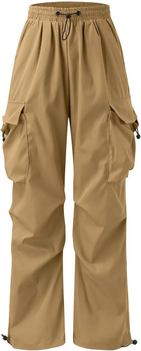 Men's Cargo Pants Casual Cotton Stretchy Drawstring Elastic Waist Pant Track Pants with Multiple Pockets