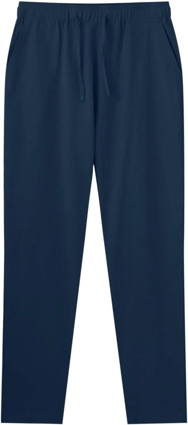 Mens Casual Cotton Pants Solid Color Yoga Beach Pants Lounge Joggers Workout Sport Pants Trousers with Pocket