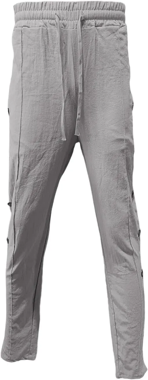 Mens Casual Linen Pants Lightweight Elastic Waist Beach Vacation Yoga Pants Solid Straight Slacks Drawstring Trouser