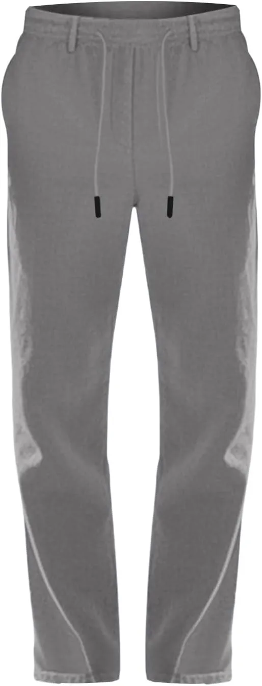Mens Casual Linen Pants Lightweight Elastic Waist Vacation Yoga Pant Straight-Legs Beach Slacks Drawstring Trouser