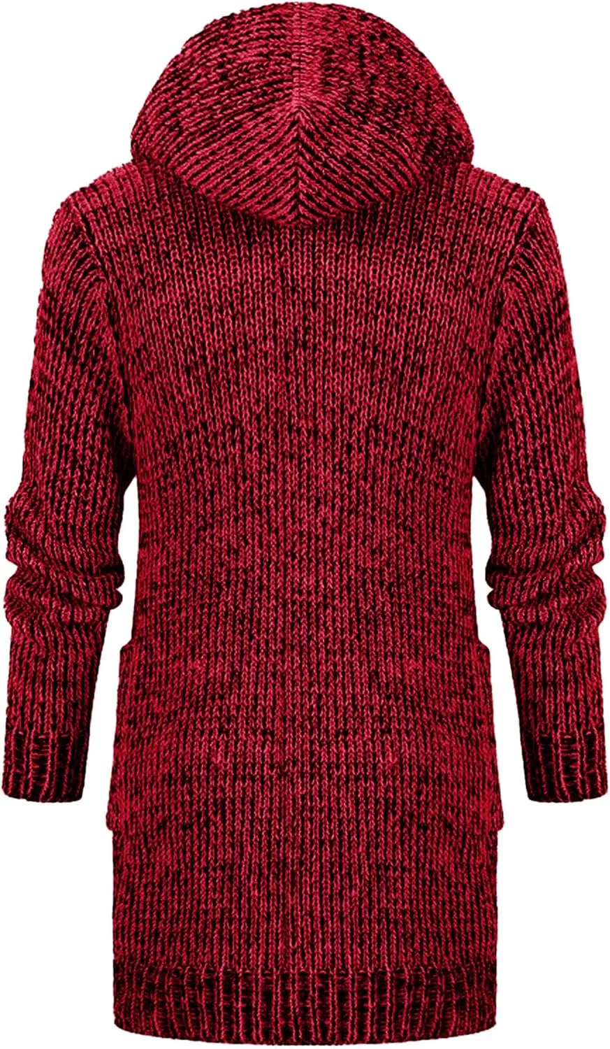 Mens Casual Long Open Front Cardigan Cable Ribbed Knitted Sweaters Trendy Lightweight Hooded Knitted Cardigans