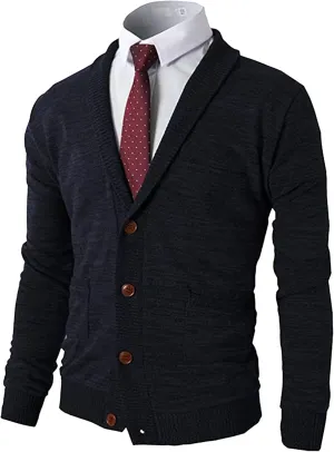 Mens Casual Open Front Long Sleeve Button up V-Neck Knitted Sweaters Causal Slim Fit Cardigans Pocket