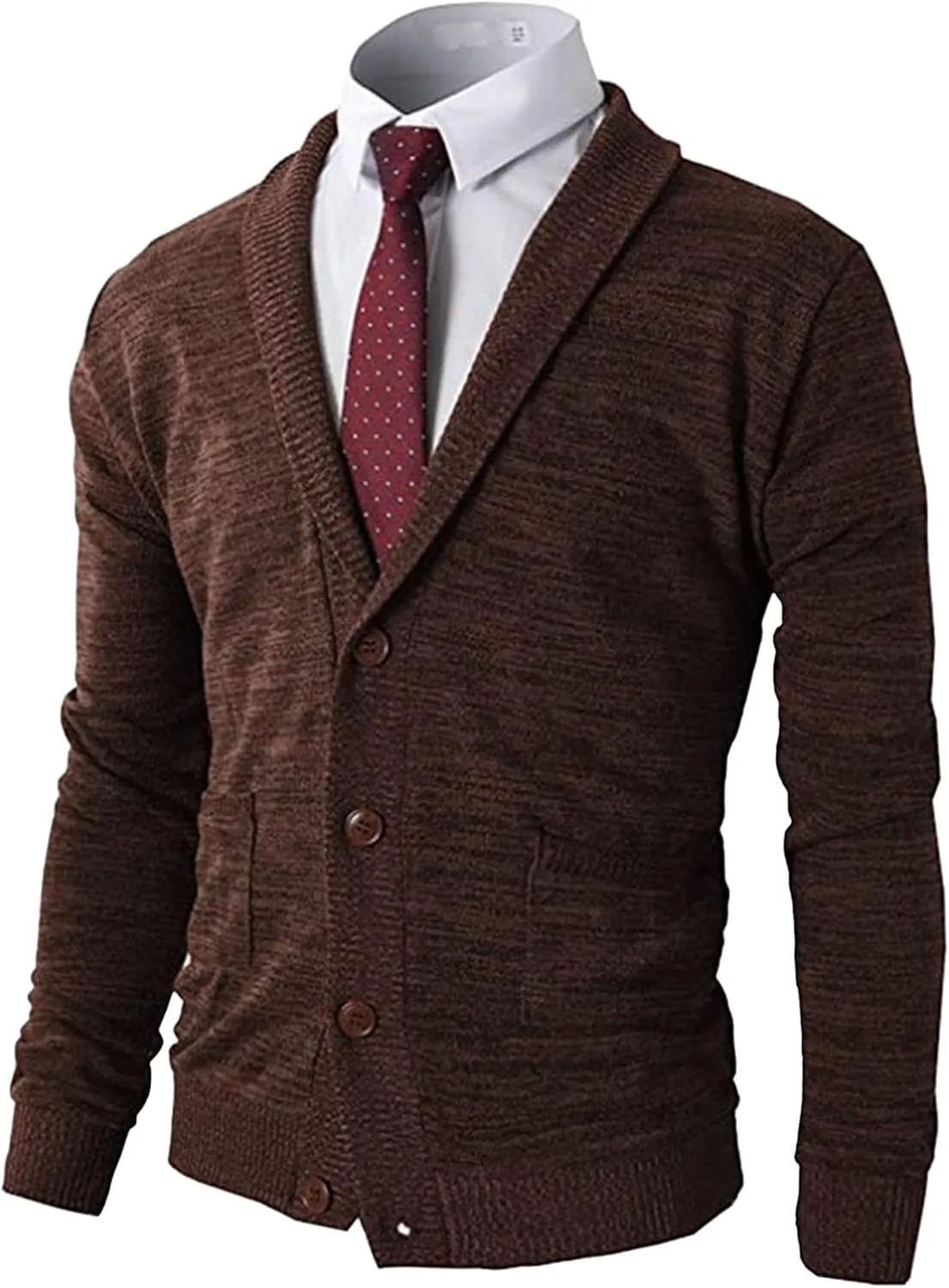 Mens Casual Open Front Long Sleeve Button up V-Neck Knitted Sweaters Causal Slim Fit Cardigans Pocket