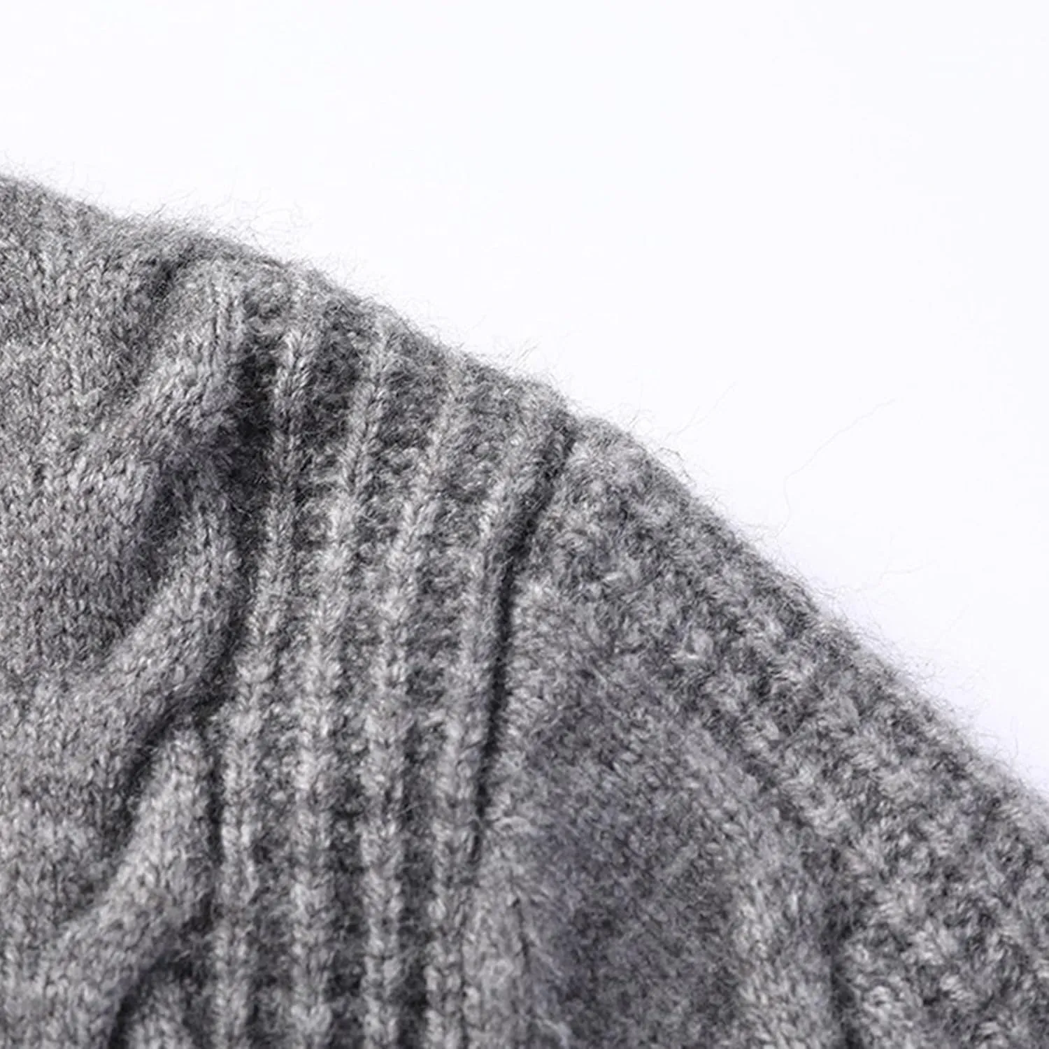 Men's Casual Rib Stand Collar Cardigan Shawl Collar Chunky Open Sweater Cable Knitted Button Down Sweaters